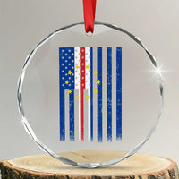 Half Cape Verdean Half American Crystal Glass Ornament Cabo Verdean Roots Vintage Cape Verde Flag