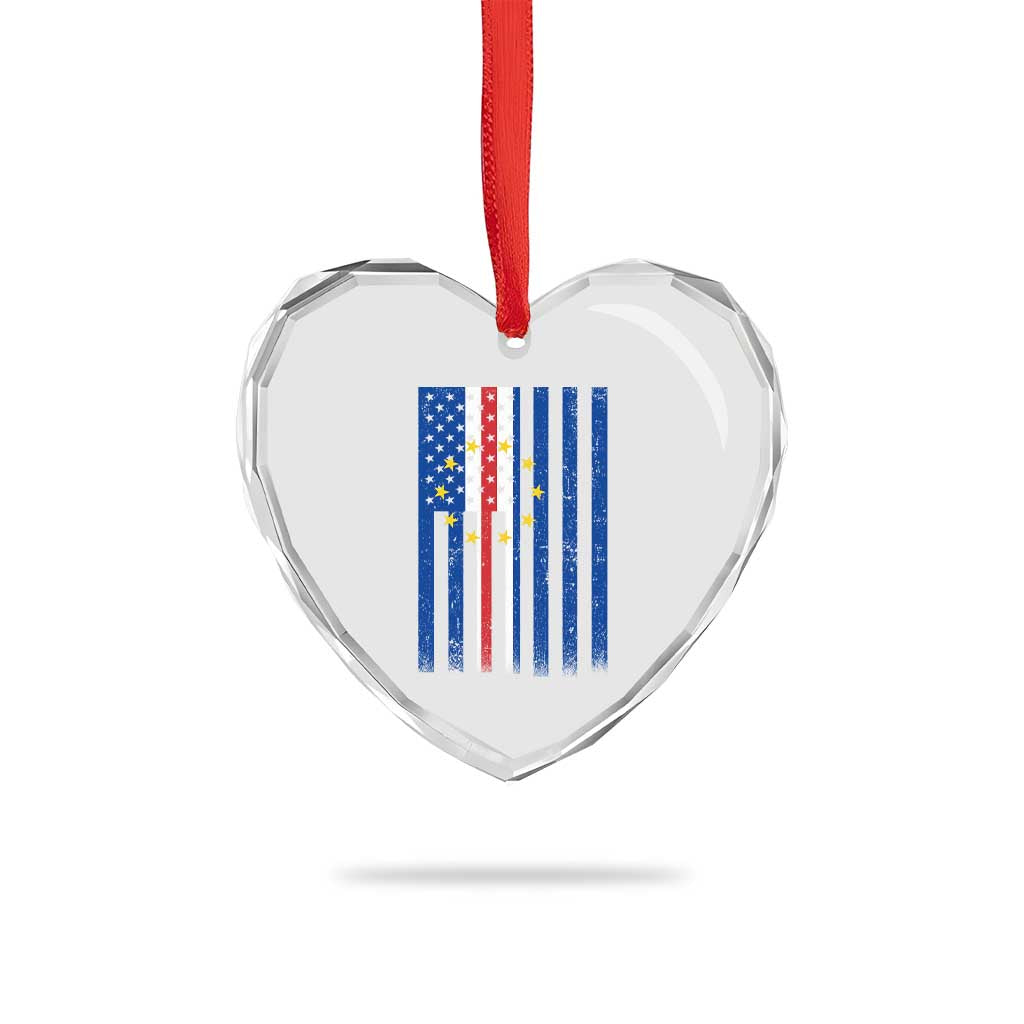 Half Cape Verdean Half American Heart Crystal Glass Ornament Cabo Verdean Roots Vintage Cape Verde Flag