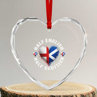 Half English Half Scottish Heritage Heart Crystal Glass Ornament Heart St Georges Cross and Saltire Pride