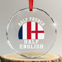Half French Half English Split Flag Graphic Crystal Glass Ornament Patriotic Anglo England France Dual Heritage DNA Ancestry