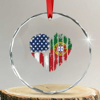Half Portuguese American Flag Crystal Glass Ornament Portugal Roots USA Flag Immigrant Gifts - Wonder Print Shop