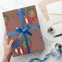 Half Portuguese American Flag Wrapping Paper Roll Portugal Roots USA Flag Immigrant Gifts - Wonder Print Shop