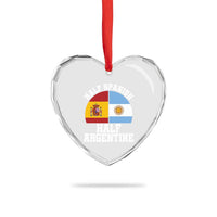 Half Spanish Half Argentine Flag Graphic Heart Crystal Glass Ornament Proud Spain Argentina Dual Heritage Pride