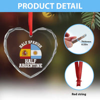 Half Spanish Half Argentine Flag Graphic Heart Crystal Glass Ornament Proud Spain Argentina Dual Heritage Pride
