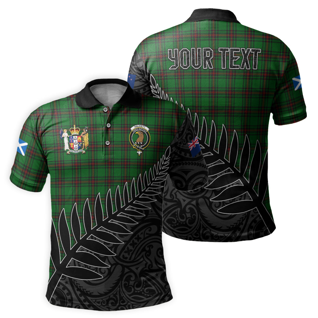 halkett-tartan-family-crest-golf-shirt-with-fern-leaves-and-coat-of-arm-of-new-zealand-personalized-your-name-scottish-tatan-polo-shirt