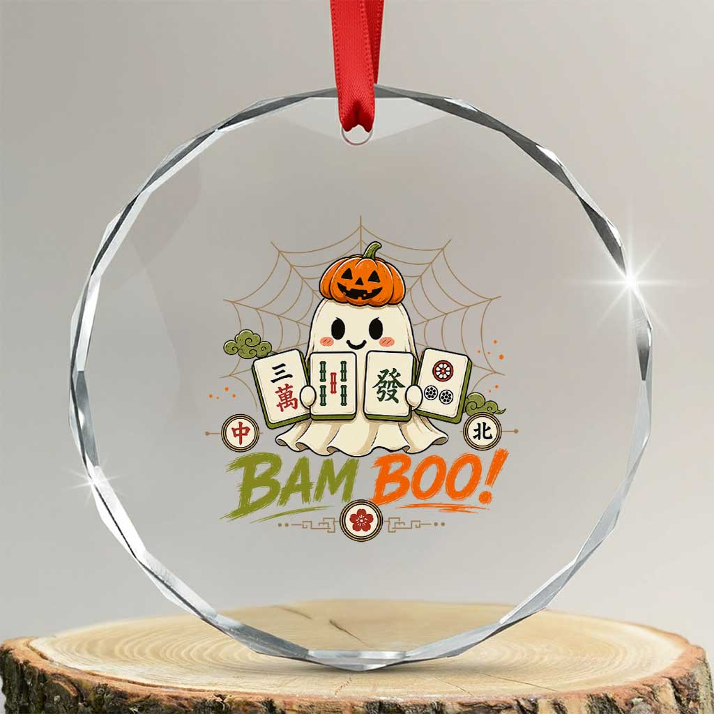 Halloween Ghost Playing Mahjong Spooky Boo Funny Costume Crystal Glass Ornament Mahjong Lover Gift