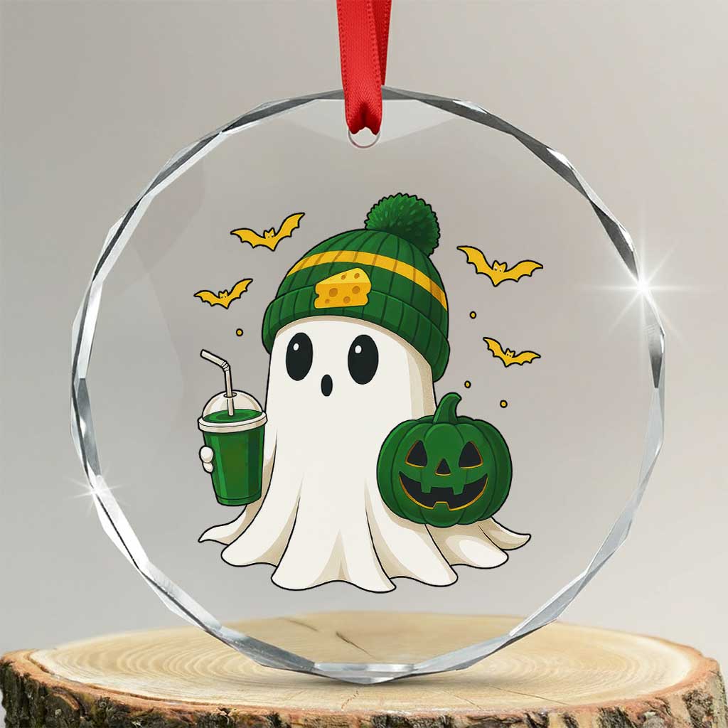 Halloween Packers Ghost Crystal Glass Ornament Pumpkin Ghost Costume Cheesehead TS10