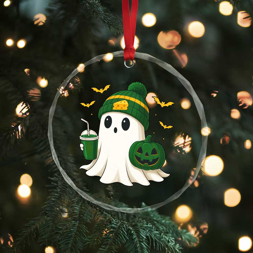 Halloween Packers Ghost Crystal Glass Ornament Pumpkin Ghost Costume Cheesehead TS10