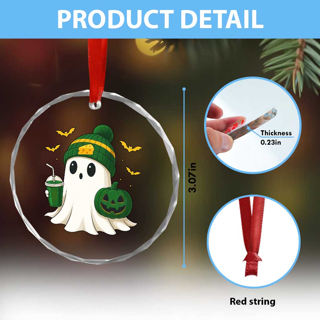 Halloween Packers Ghost Crystal Glass Ornament Pumpkin Ghost Costume Cheesehead TS10