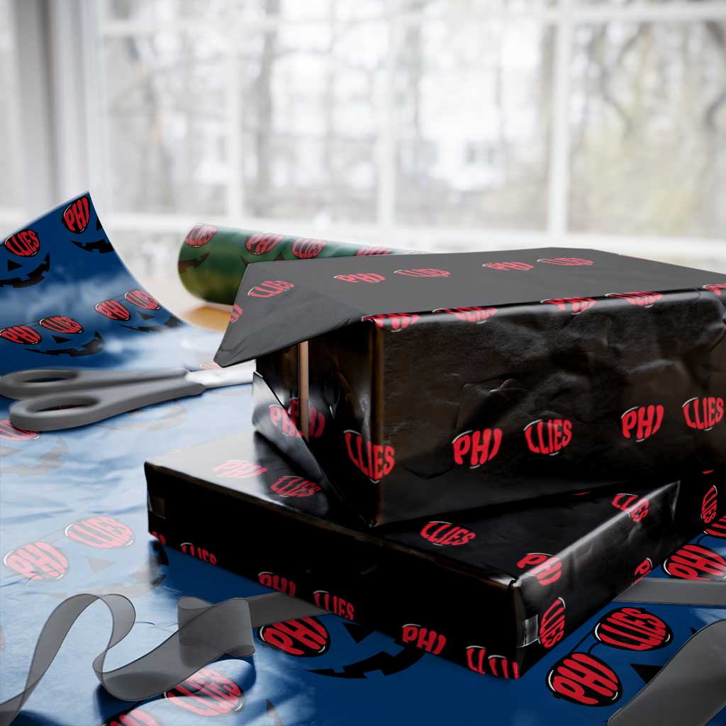 Halloween Phillies Wrapping Paper Roll Philadelphia Baseball Red October Jackolantern Pumpkin Face - Wonder Print Shop