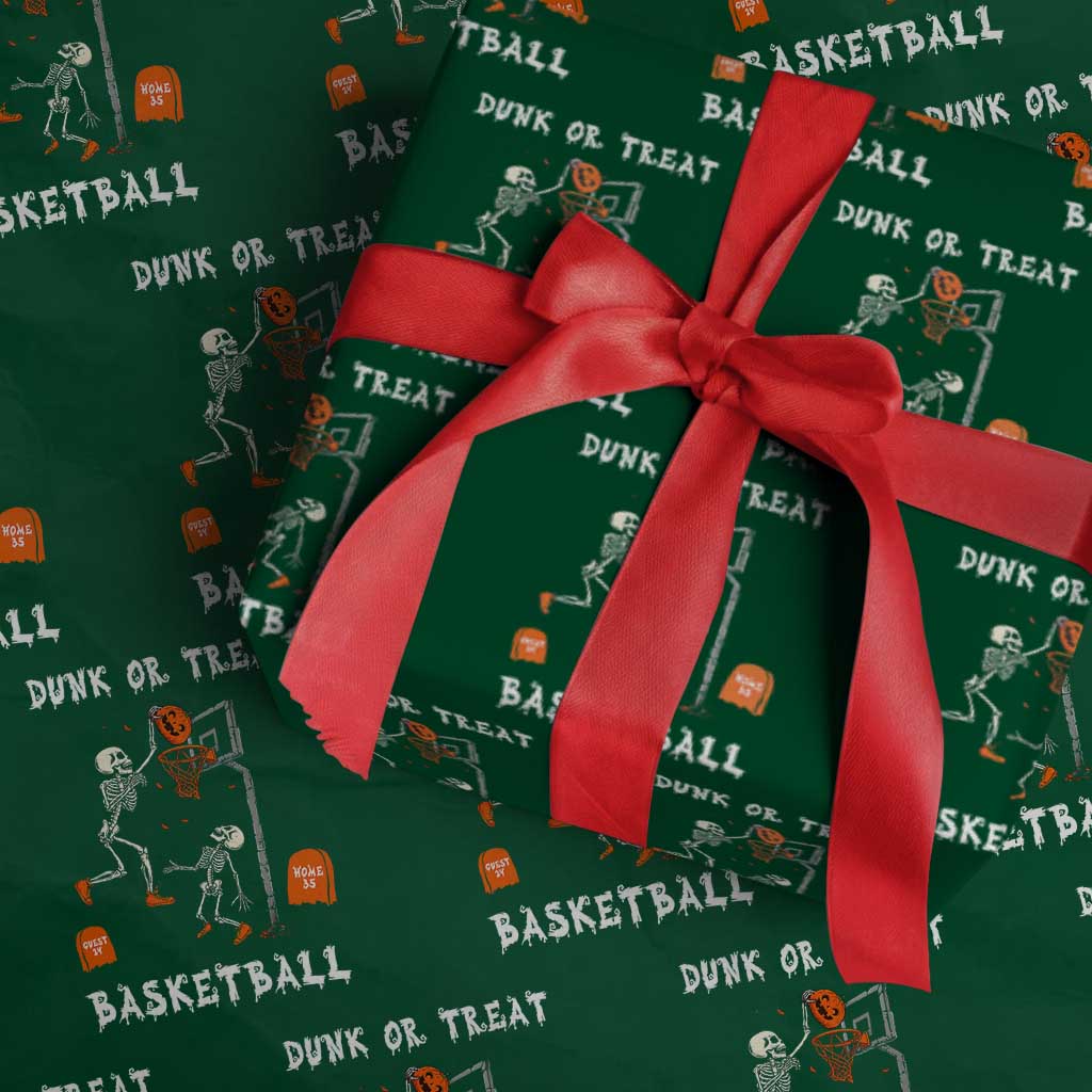 Halloween Skeleton Basketball Wrapping Paper Roll Funny Basketballer Sports Player - Wonder Print Shop