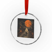 Halloween Spooky Ghost Biking Crystal Glass Ornament Vintage Ghost Riding Bicycle Gothic Moonlit Pumpkin Autumn Graphic