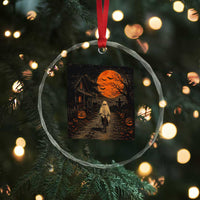 Halloween Spooky Ghost Biking Crystal Glass Ornament Vintage Ghost Riding Bicycle Gothic Moonlit Pumpkin Autumn Graphic