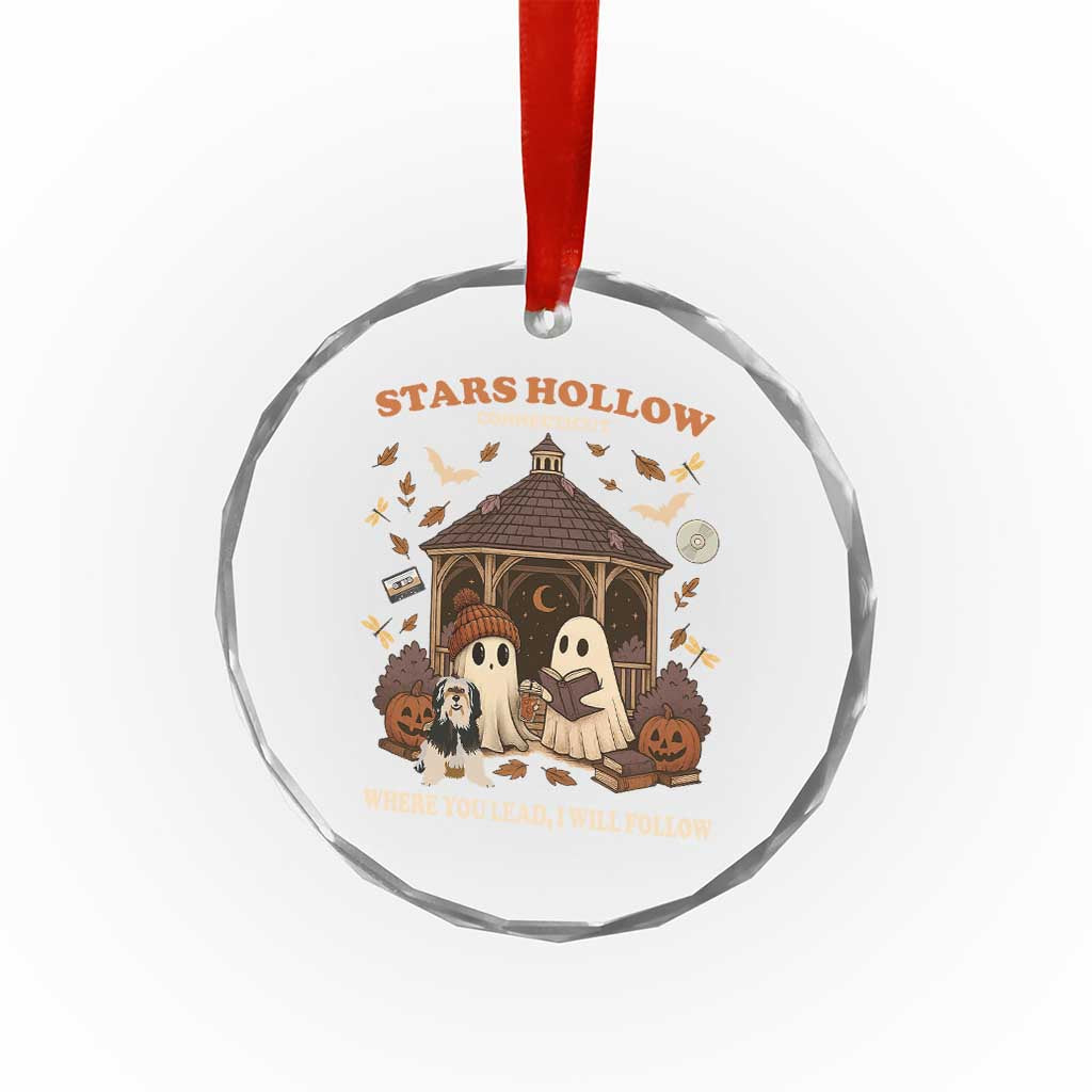 Halloween Stars Hollow Crystal Glass Ornament Retro Book Lover Cute Ghost Fall Pumpkin - Wonder Print Shop