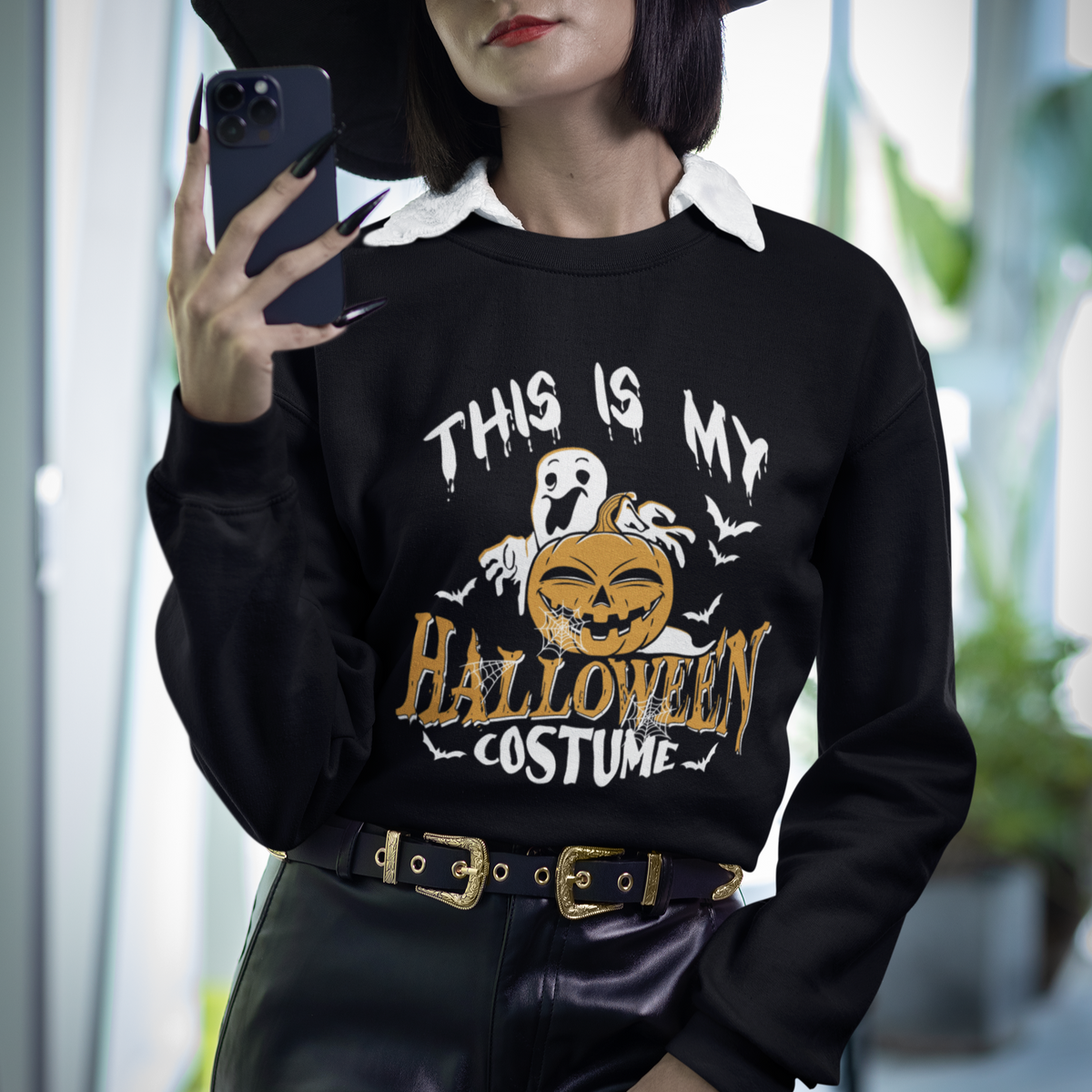 Scary Pumpkin Sweatshirt This Is My Halloween Costume Boo Sheet - Wonder Print Shop