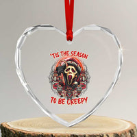Halloween Xmas Heart Crystal Glass Ornament Tis The Season To Be Creepy Ghost Horror Xmas - Wonder Print Shop