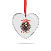 Halloween Xmas Heart Crystal Glass Ornament Tis The Season To Be Creepy Ghost Horror Xmas - Wonder Print Shop