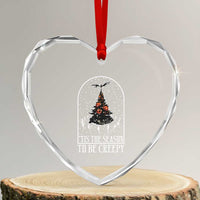 Halloween Xmas Heart Crystal Glass Ornament Tis The Season To Be Creepy Tree Skeleton Snowy - Wonder Print Shop