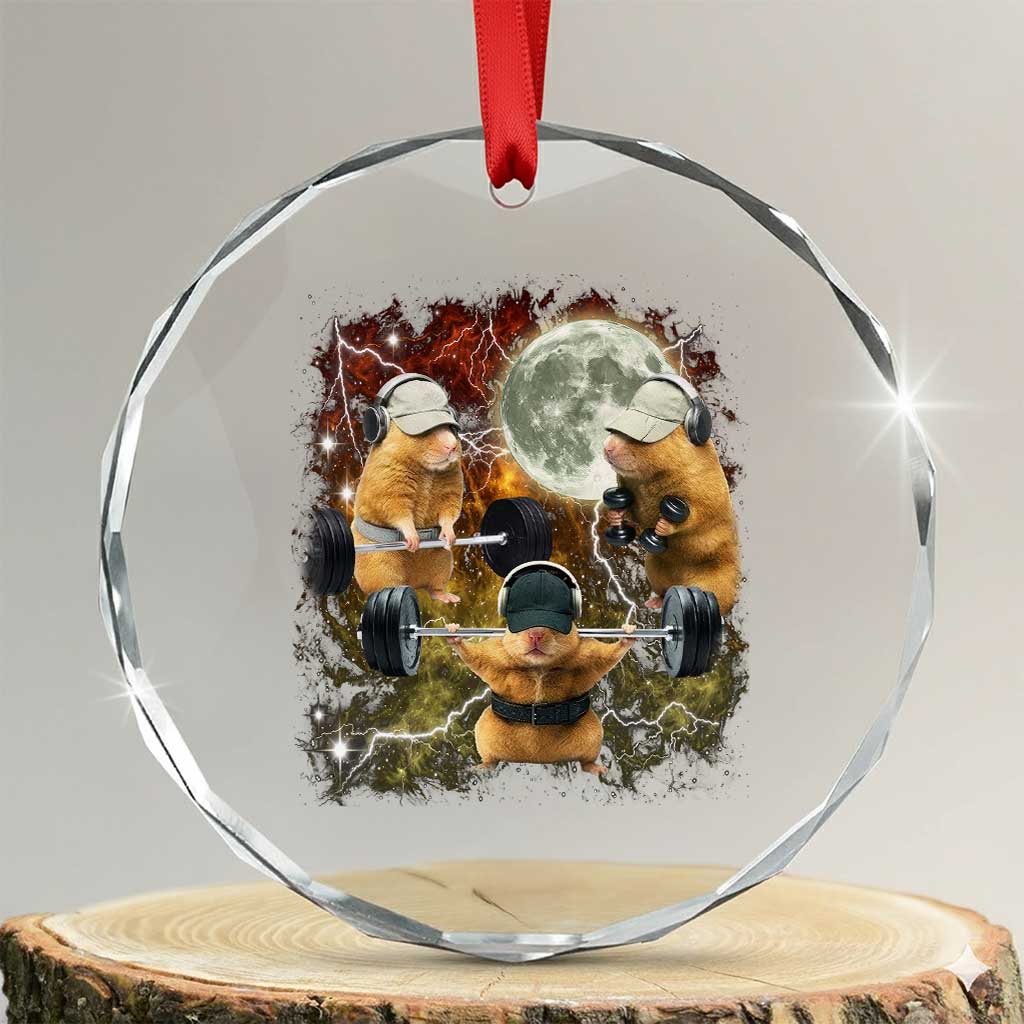 Hamster Deadlift Crystal Glass Ornament Funny Cute Rat Fitness Gym Weightlifting Meme