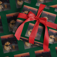 Hamster Drinking Iced Coffee Wrapping Paper Roll Funny Animal Chill City Sunset Headphones