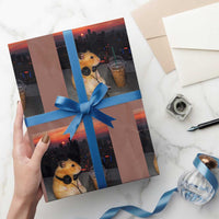 Hamster Drinking Iced Coffee Wrapping Paper Roll Funny Animal Chill City Sunset Headphones