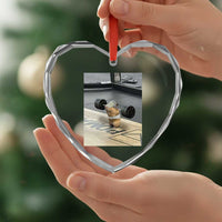 Hamster Gym Heart Crystal Glass Ornament Funny Rat Workout Weightlifting Pump Cover