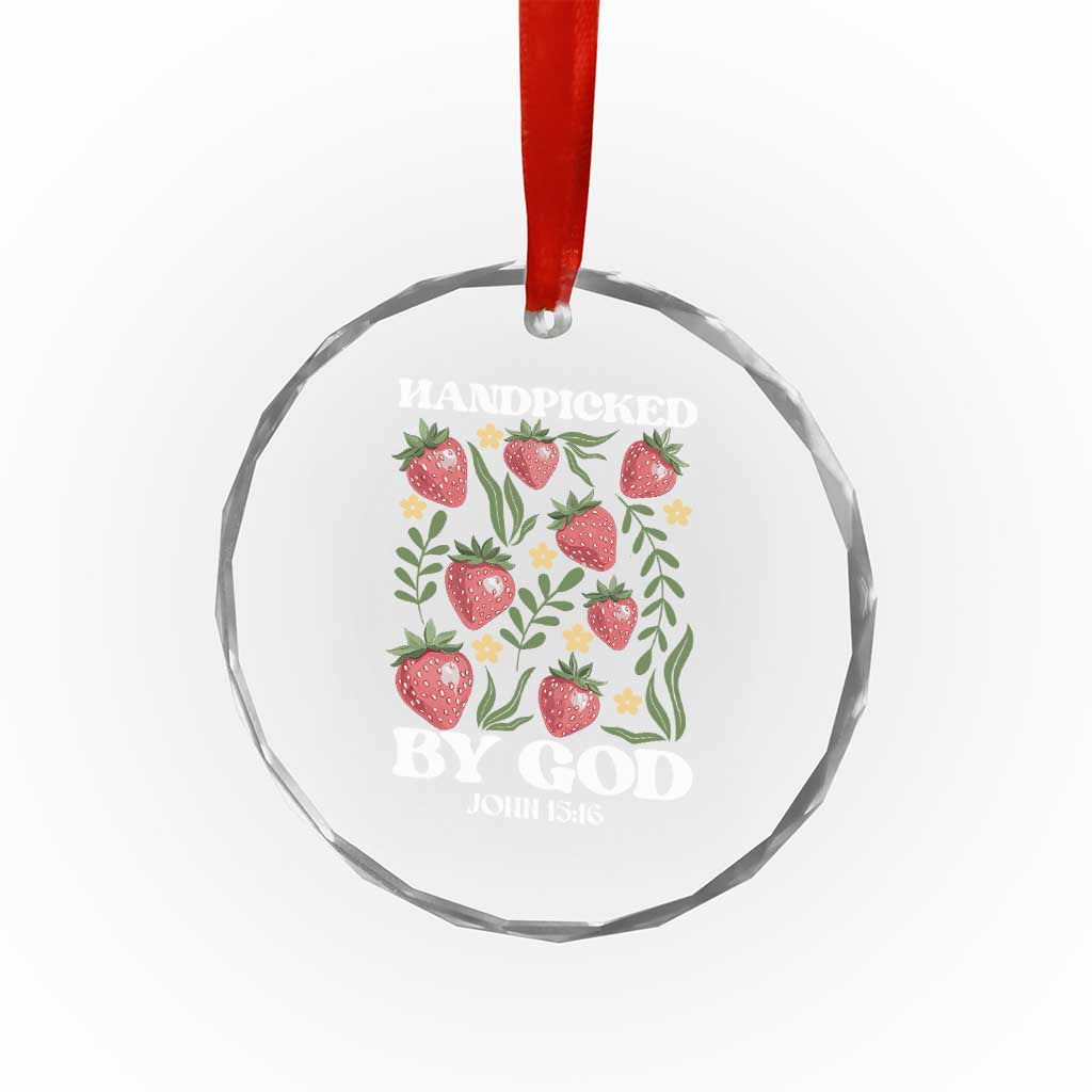 Handpicked By God Crystal Glass Ornament Religious Christian Bible Verse Strawberries - Wonder Print Shop