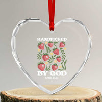 Handpicked By God Heart Crystal Glass Ornament Religious Christian Bible Verse Strawberries - Wonder Print Shop
