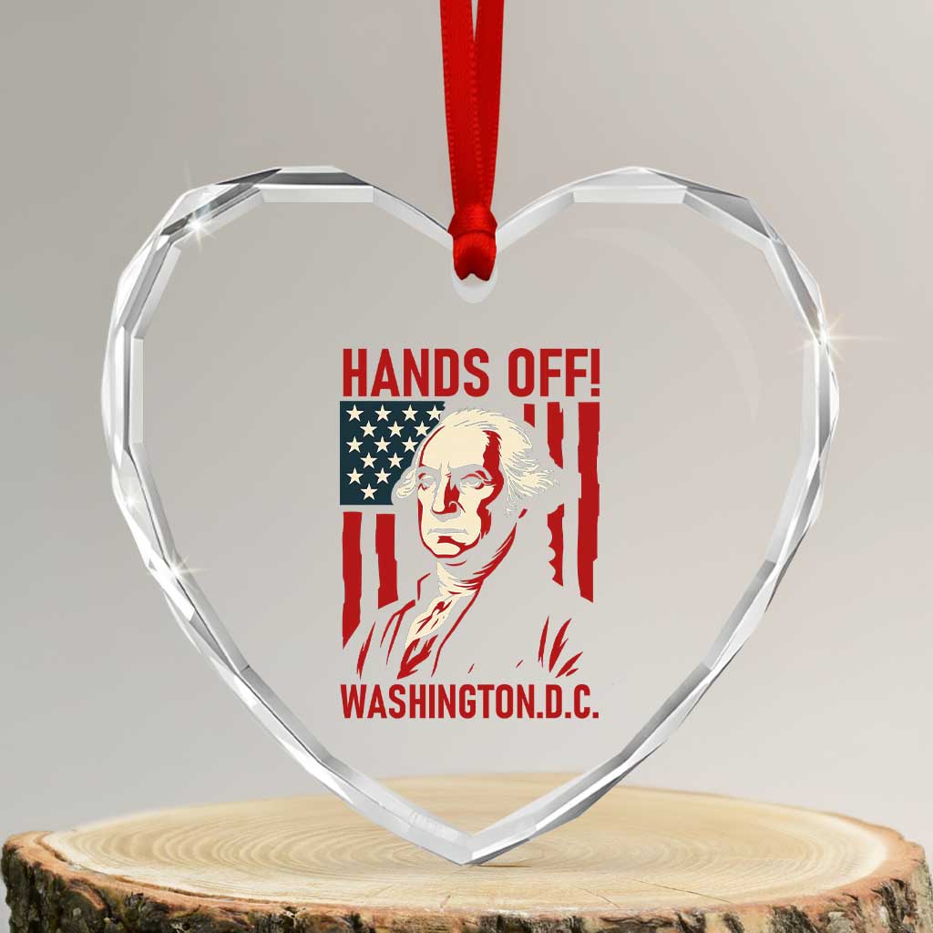 Hands Off DC Patriotic Heart Crystal Glass Ornament George Washington American Flag - Wonder Print Shop