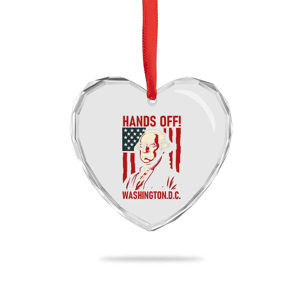 Hands Off DC Patriotic Heart Crystal Glass Ornament George Washington American Flag - Wonder Print Shop