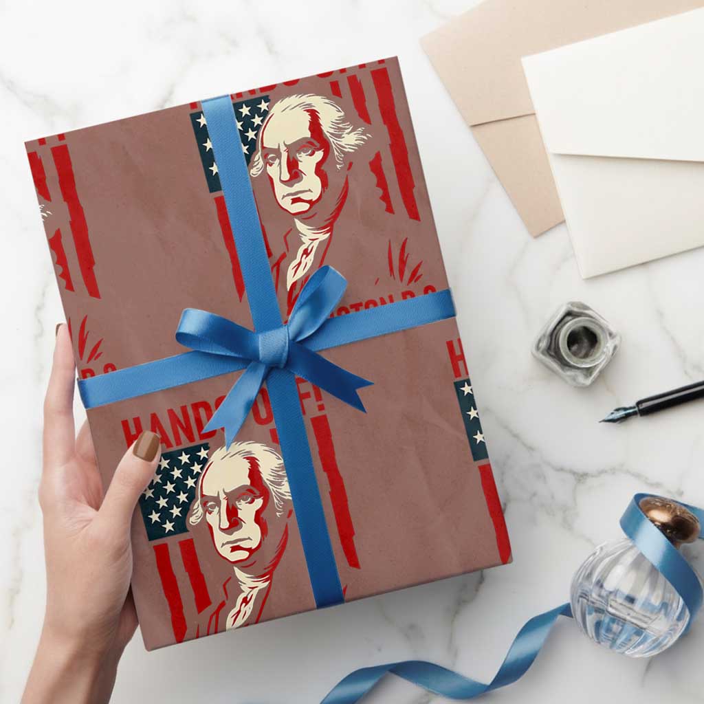 Hands Off DC Patriotic Wrapping Paper Roll George Washington American Flag - Wonder Print Shop