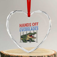 Hands Off Everglades Heart Crystal Glass Ornament Alligator Protest - Wonder Print Shop