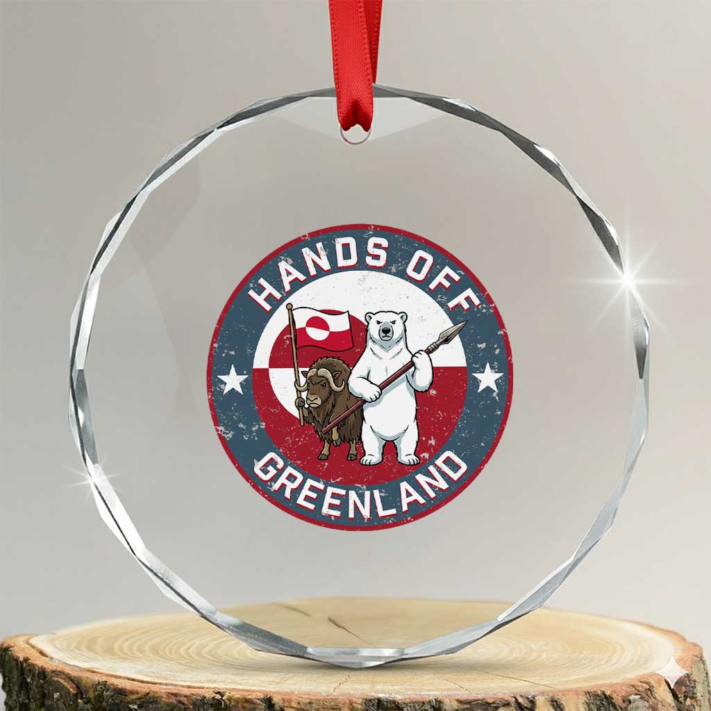 Hands Off Greenland Crystal Glass Ornament Anti Authoritarian Political Gag Gift