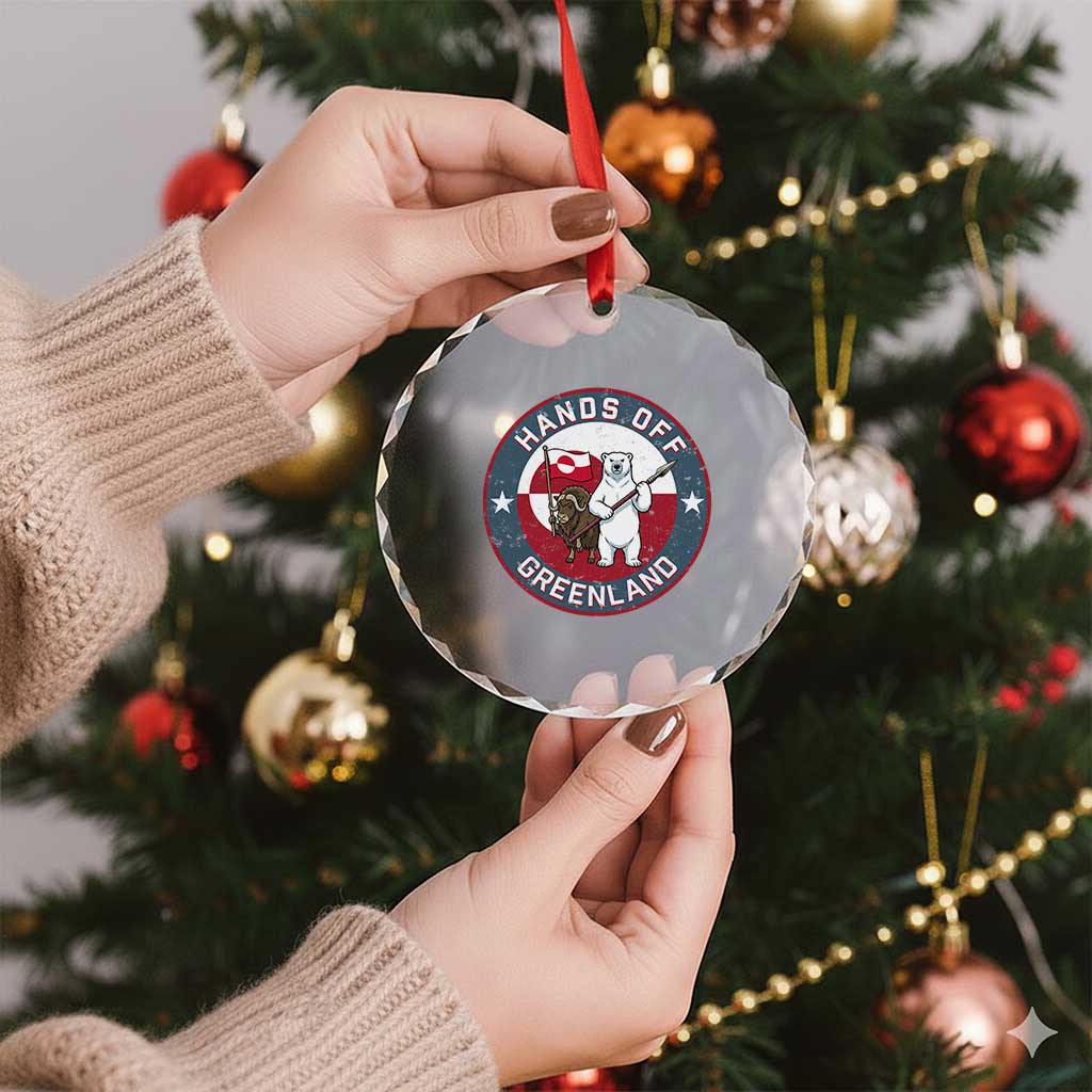 Hands Off Greenland Crystal Glass Ornament Anti Authoritarian Political Gag Gift