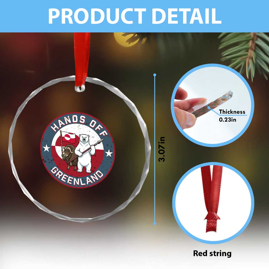 Hands Off Greenland Crystal Glass Ornament Anti Authoritarian Political Gag Gift
