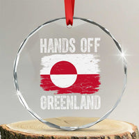 Hands Off Greenland Crystal Glass Ornament Distressed Flag Resist Political Protest