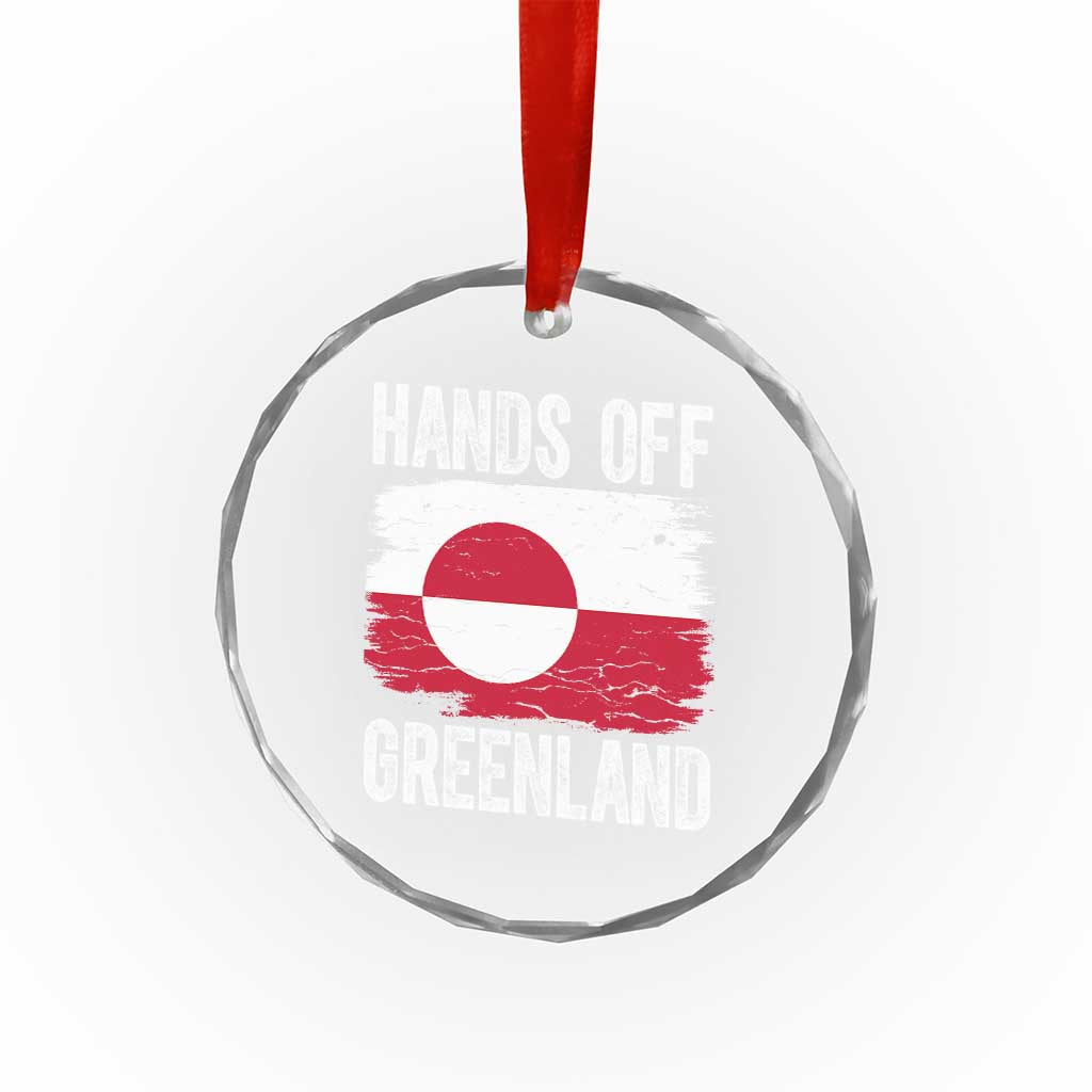 Hands Off Greenland Crystal Glass Ornament Distressed Flag Resist Political Protest