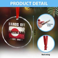 Hands Off Greenland Crystal Glass Ornament Greenland EST 1262 Political Protest