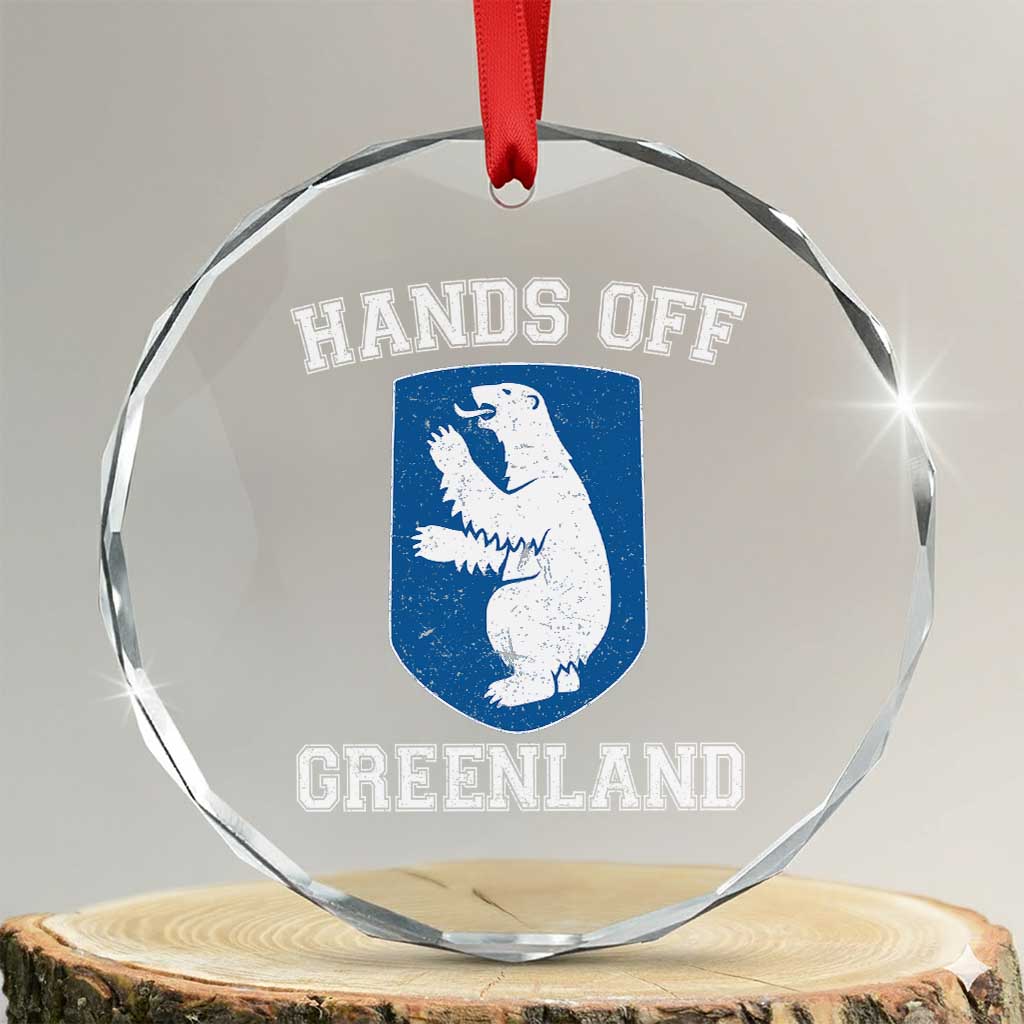 Hands Off Greenland Crystal Glass Ornament Polar Bear Vintage Political Protest
