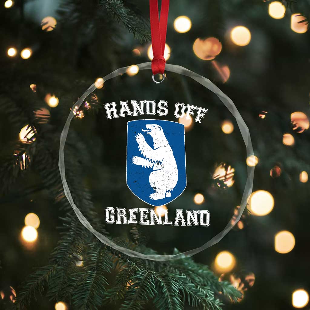 Hands Off Greenland Crystal Glass Ornament Polar Bear Vintage Political Protest