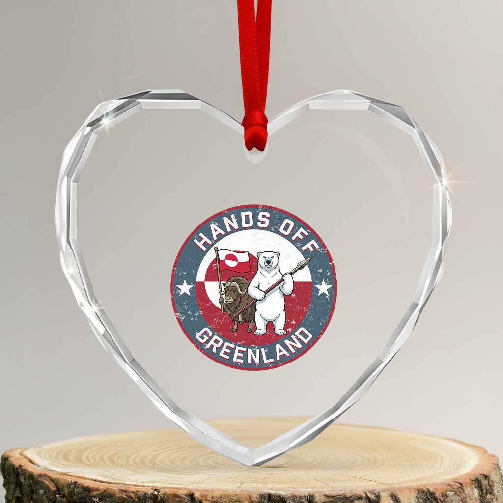 Hands Off Greenland Heart Crystal Glass Ornament Anti Authoritarian Political Gag Gift