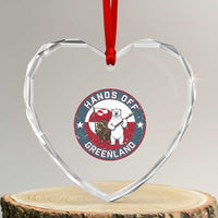 Hands Off Greenland Heart Crystal Glass Ornament Anti Authoritarian Political Gag Gift