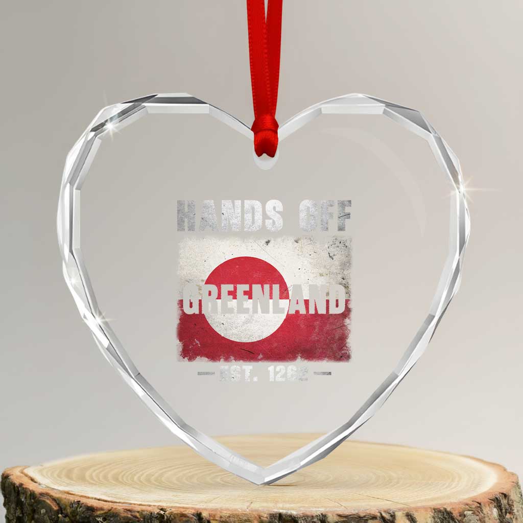 Hands Off Greenland Heart Crystal Glass Ornament Greenland EST 1262 Political Protest