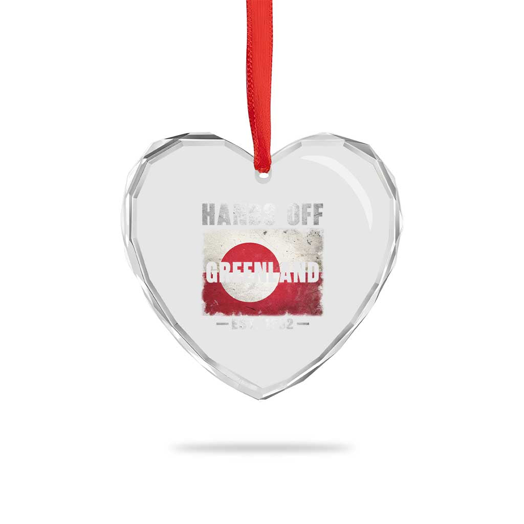 Hands Off Greenland Heart Crystal Glass Ornament Greenland EST 1262 Political Protest