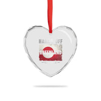 Hands Off Greenland Heart Crystal Glass Ornament Greenland EST 1262 Political Protest