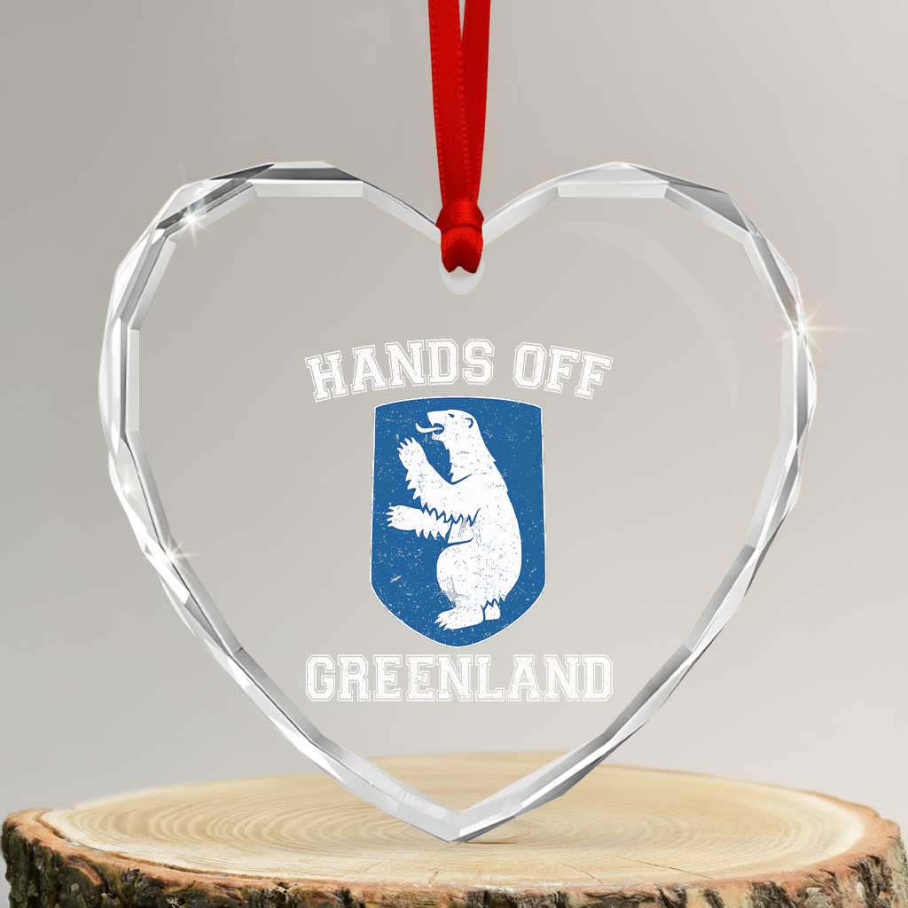 Hands Off Greenland Heart Crystal Glass Ornament Polar Bear Vintage Political Protest