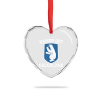 Hands Off Greenland Heart Crystal Glass Ornament Polar Bear Vintage Political Protest