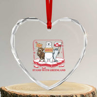 Hands Off Greenland Heart Crystal Glass Ornament Support Greenlander Gift