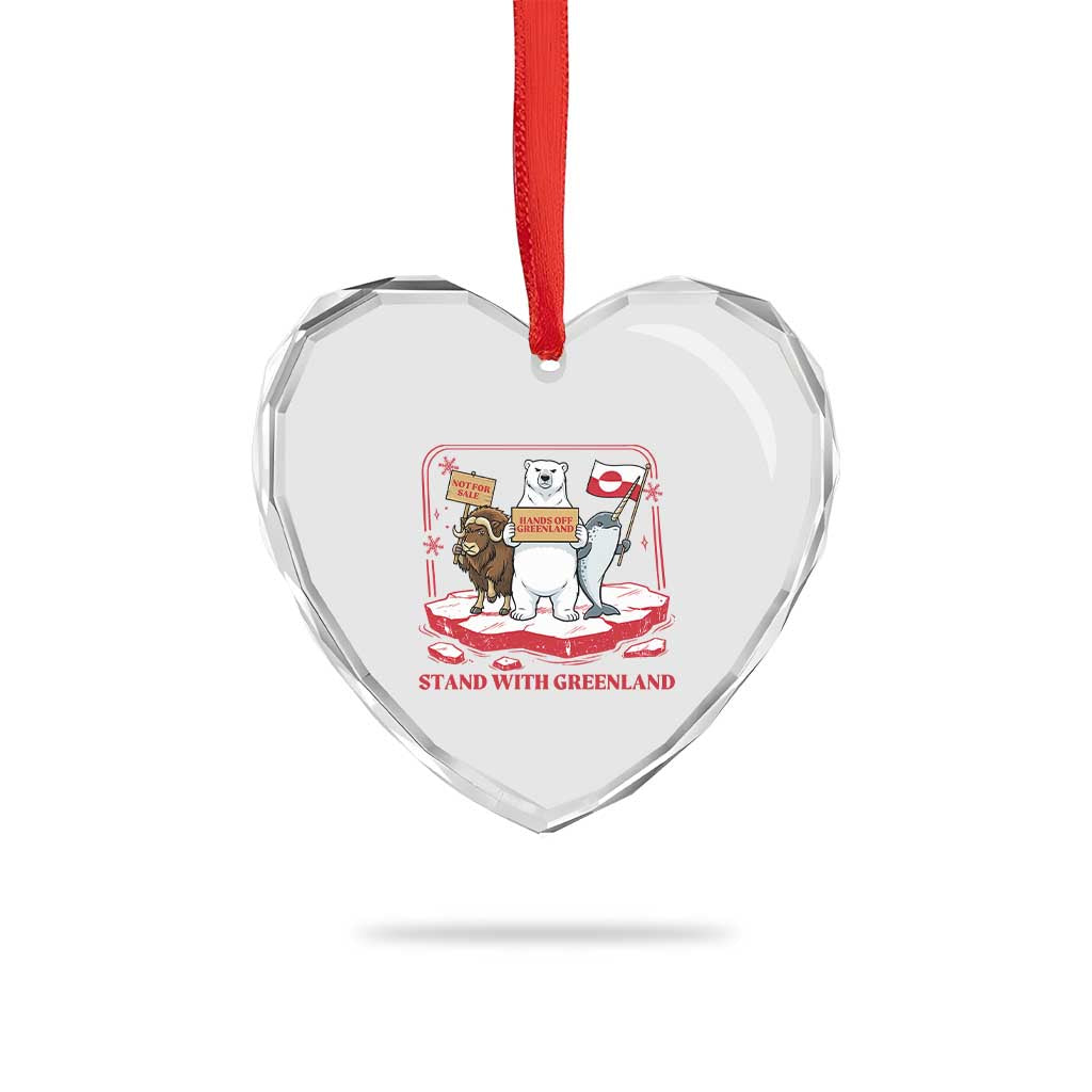 Hands Off Greenland Heart Crystal Glass Ornament Support Greenlander Gift