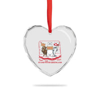 Hands Off Greenland Heart Crystal Glass Ornament Support Greenlander Gift